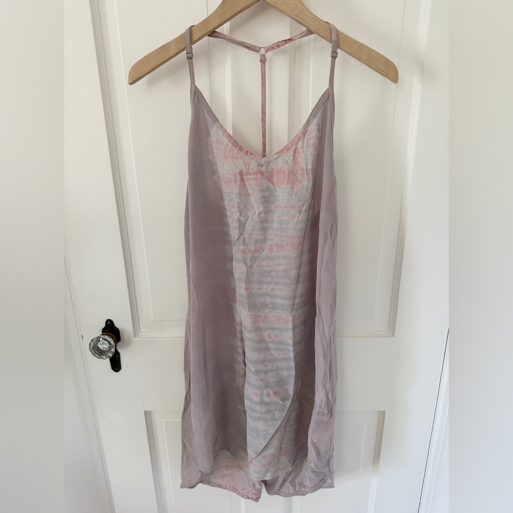Gypsy 05 Pink & Purple Tie Dye Silk Strappy Slip Mini Dress Y2K Size Small S